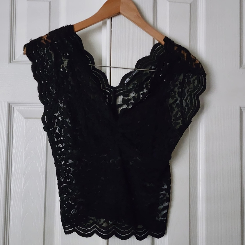 Zara Lace Black Crop Top